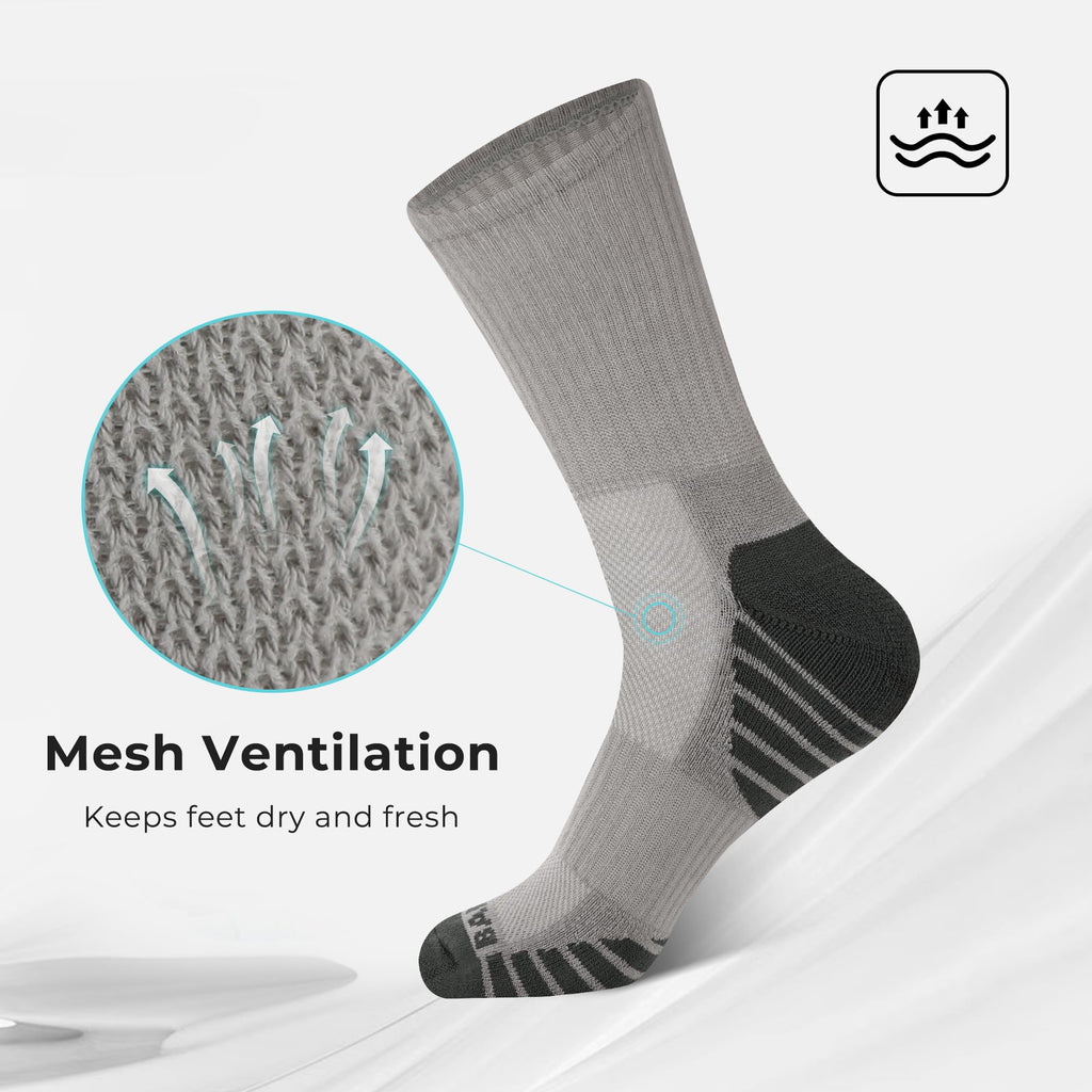 Men's Cushioned Moisture-Wicking Athletic Crew Socks 6-Pack