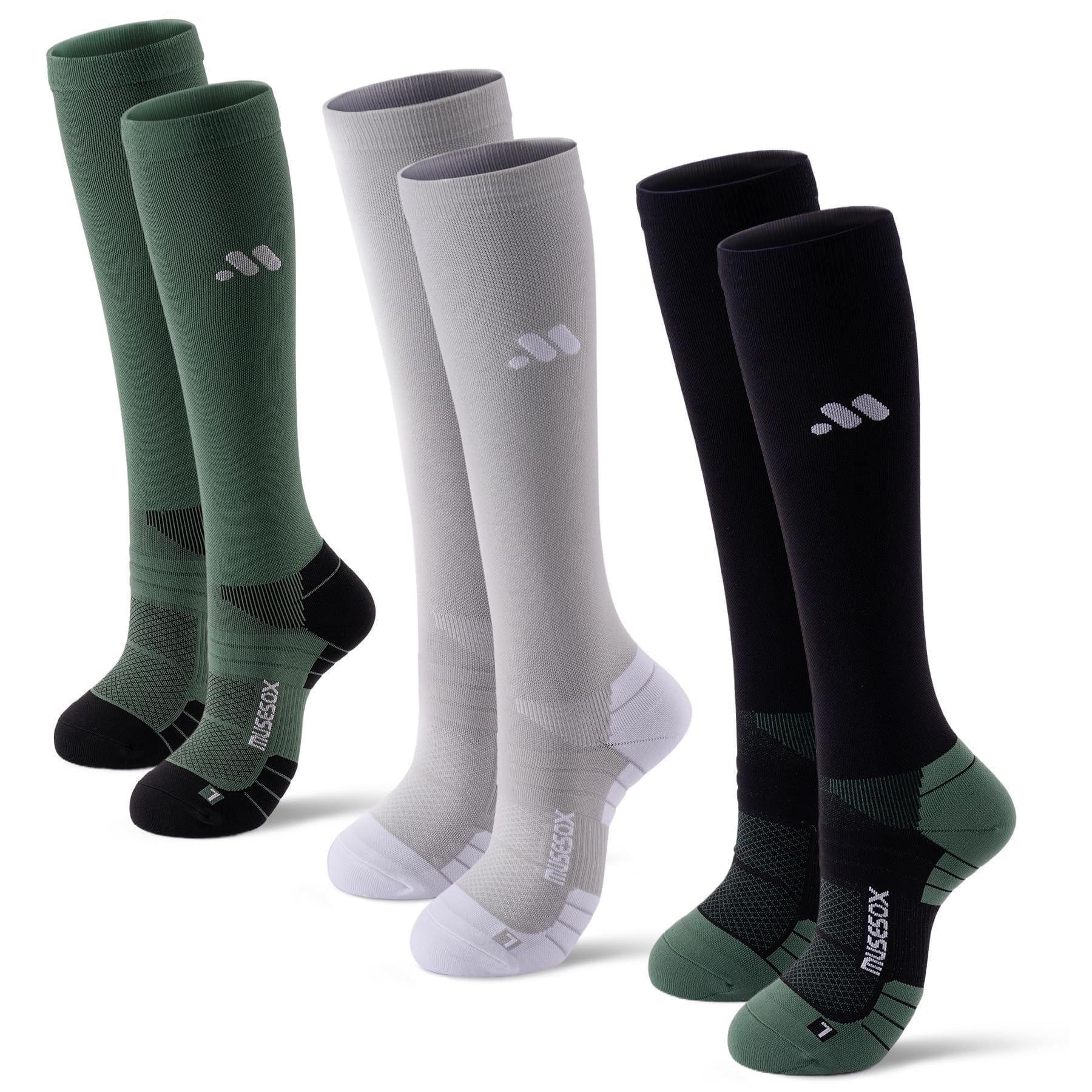 Unisex 15-20 mmHg Compression Support Socks 3-Pack