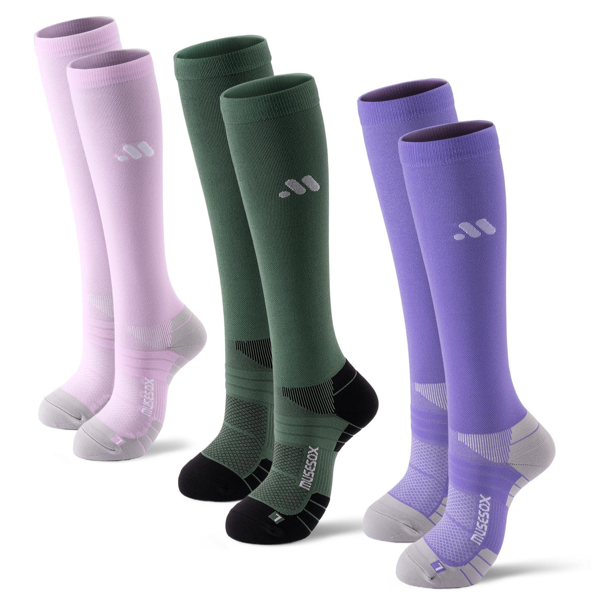 Unisex 15-20 mmHg Compression Support Socks 3-Pack