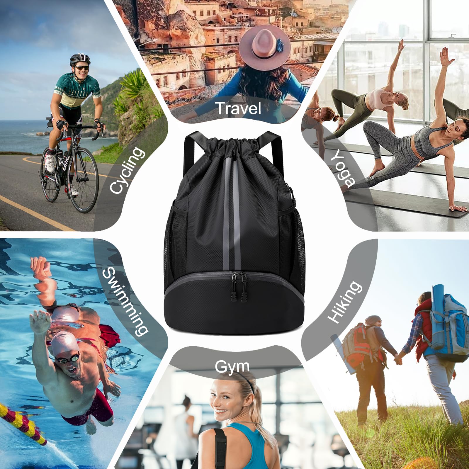 Unisex Drawstring Sports Backpack for Gym and Swimming