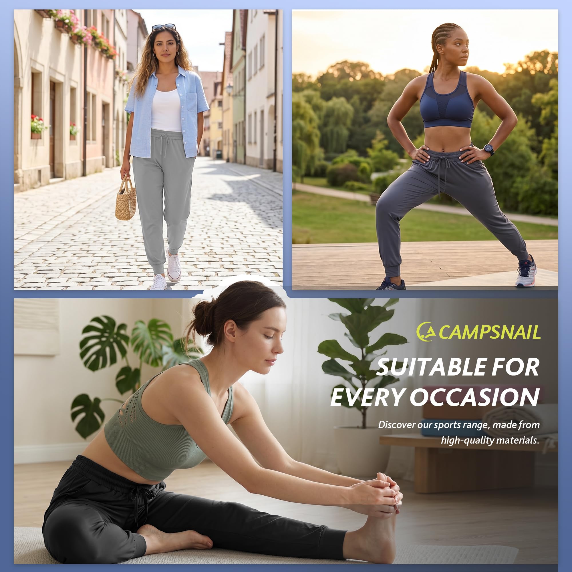 Women's Lightweight Workout Jogger Pants with Pockets 4-Pack