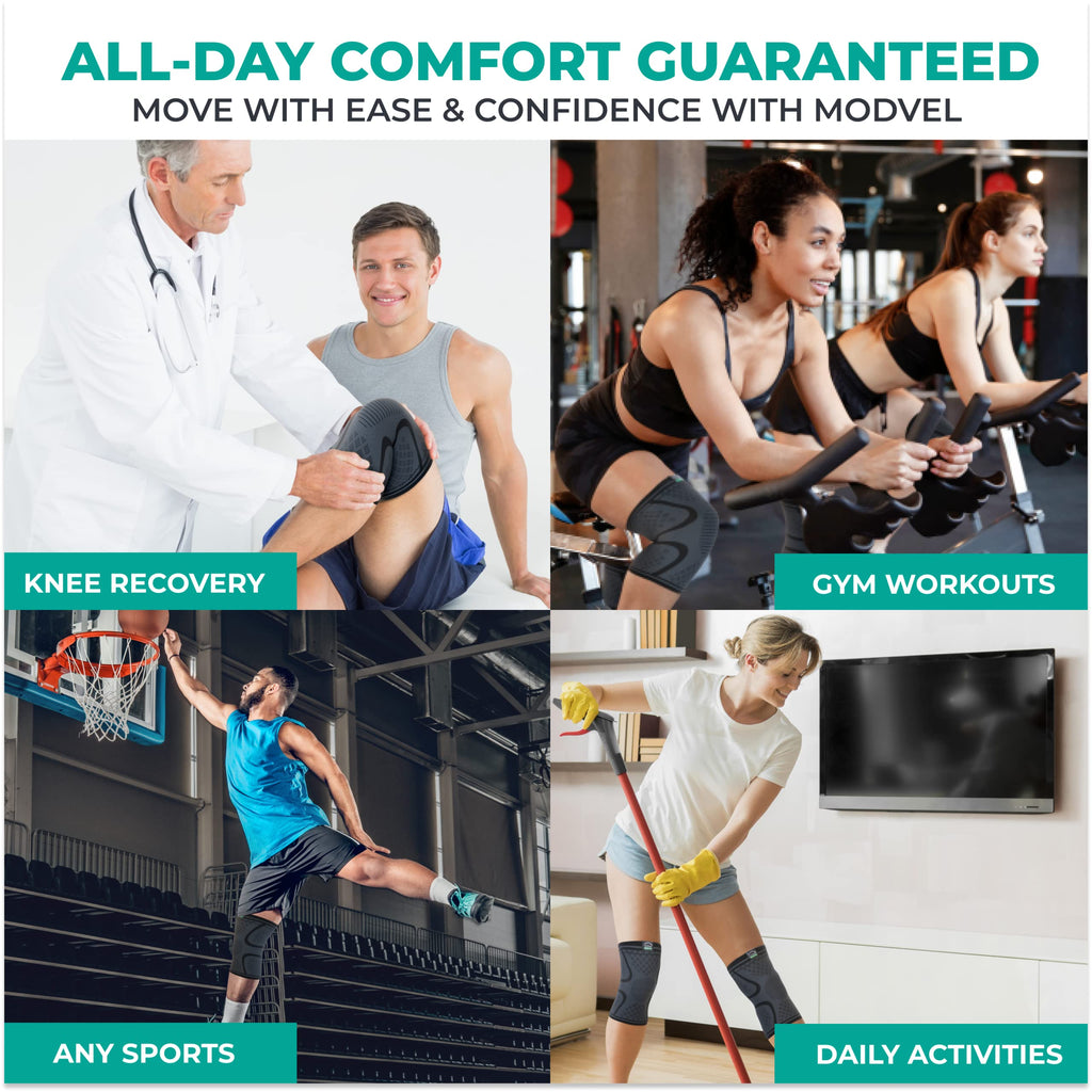 Unisex Compression Knee Support Sleeves for Sports 2-Pack