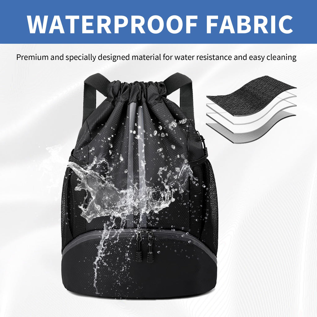 Drawstring Gym Backpack with Separate Shoe Compartment
