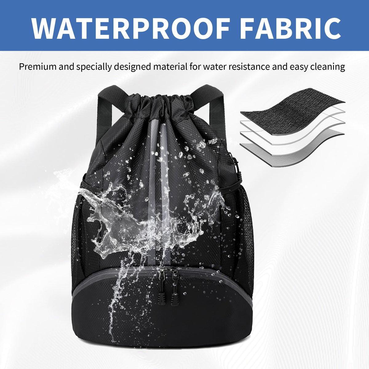 Drawstring Gym Backpack with Separate Shoe Compartment