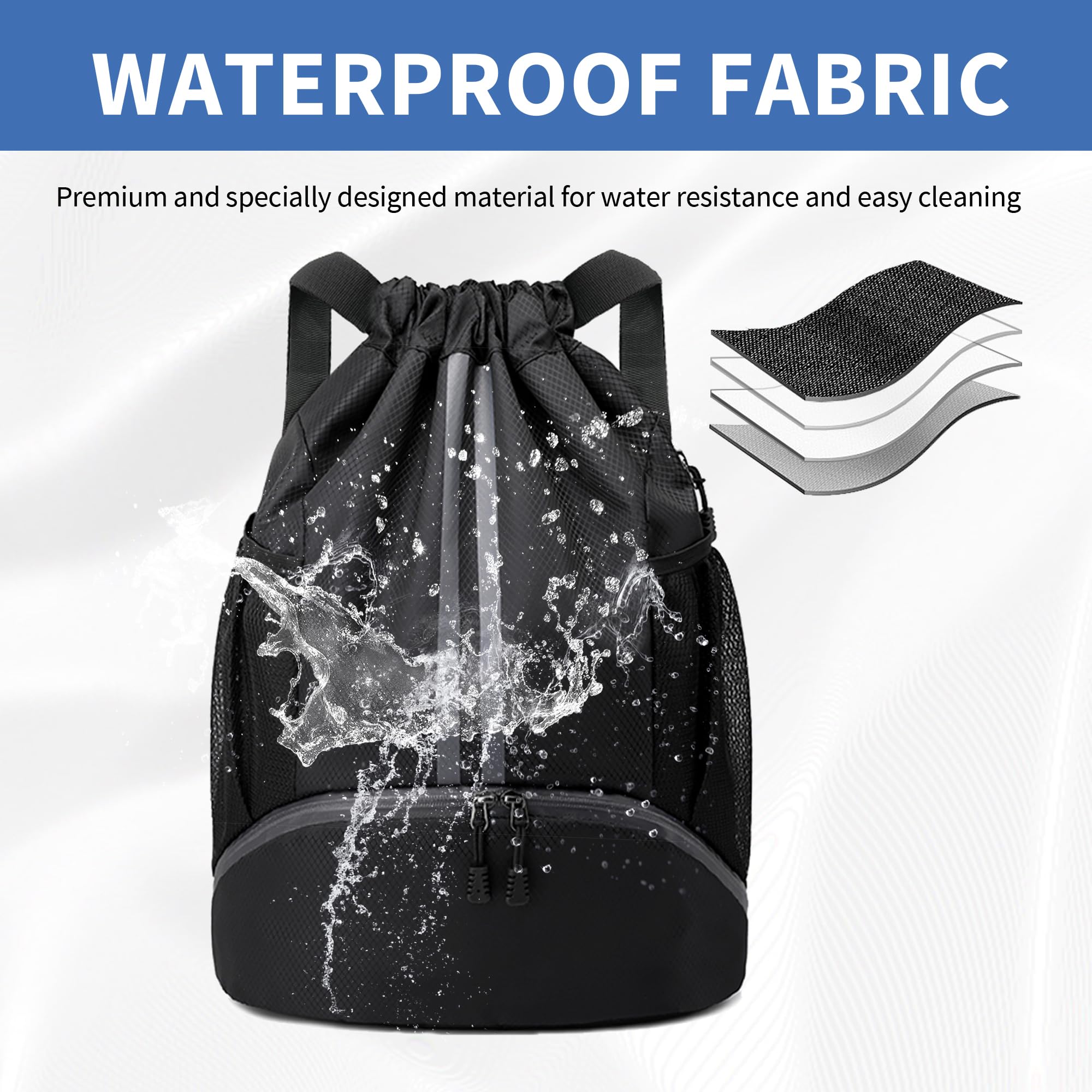 Drawstring Gym Backpack with Separate Shoe Compartment