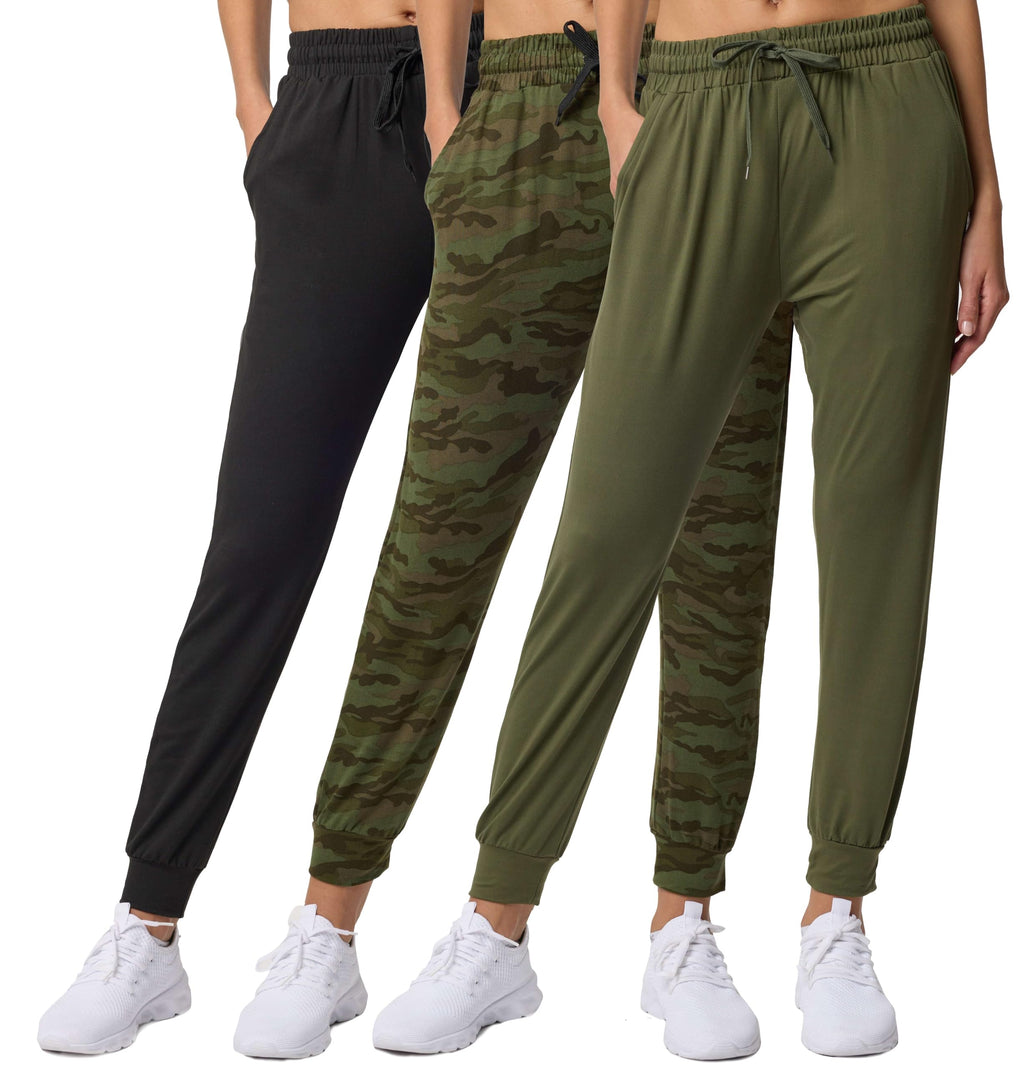 Women's Lightweight Yoga and Workout Jogger Pants 3-Pack