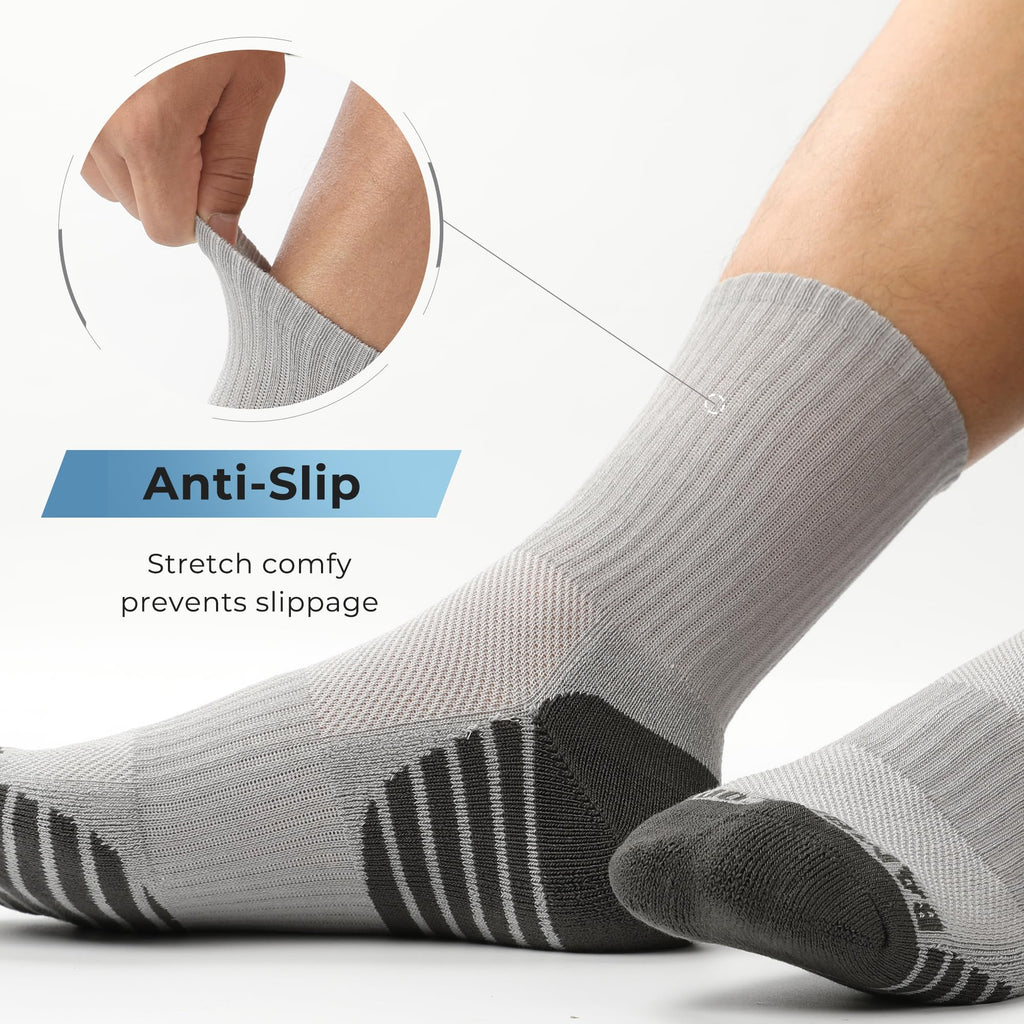 Men's Cushioned Moisture-Wicking Athletic Crew Socks 6-Pack