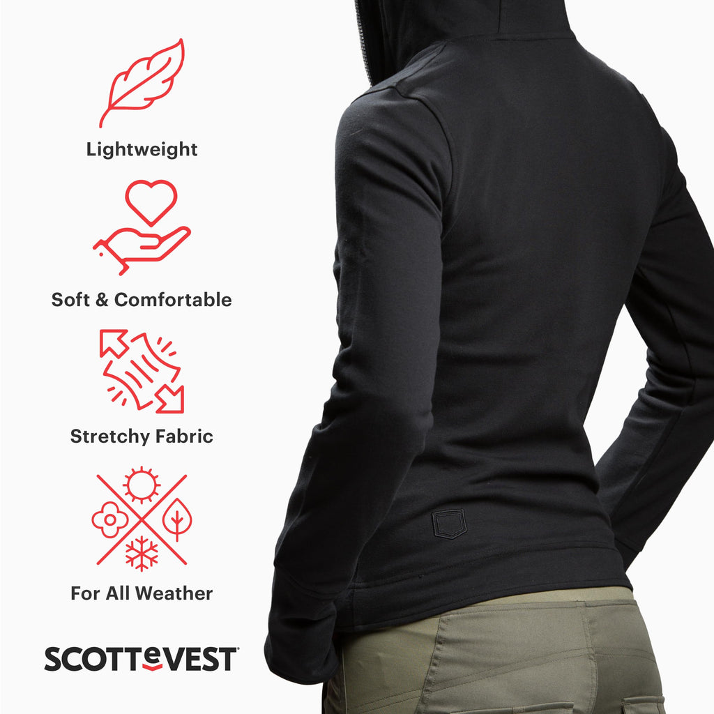 Women's Multi-Pocket Zip-Up Performance Travel Hoodie
