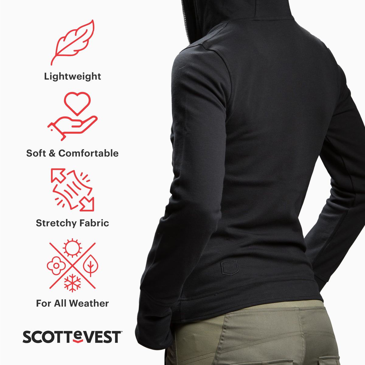 Women's Multi-Pocket Zip-Up Performance Travel Hoodie