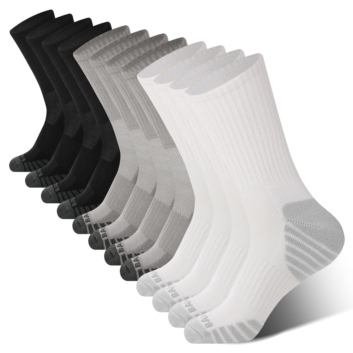 Men's Cushioned Moisture-Wicking Athletic Crew Socks 6-Pack