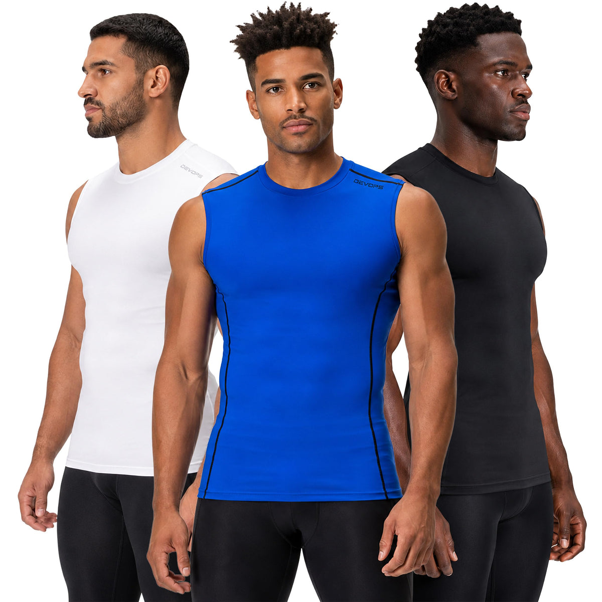 Men's Sleeveless Compression Performance Base Layer 3-Pack