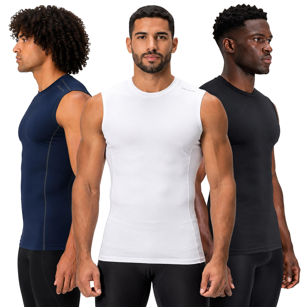 Men's Sleeveless Compression Performance Base Layer 3-Pack