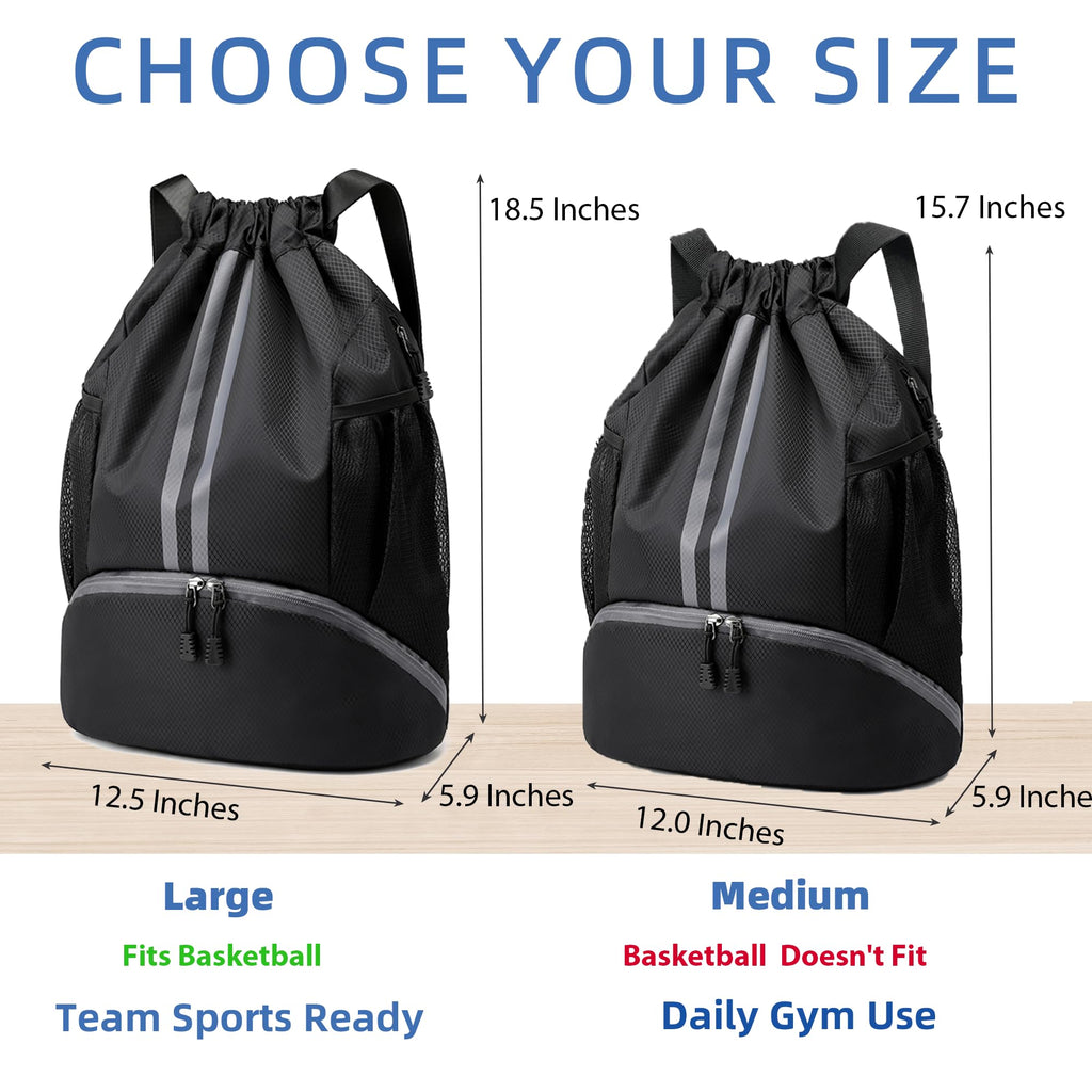 Drawstring Gym Backpack with Separate Shoe Compartment