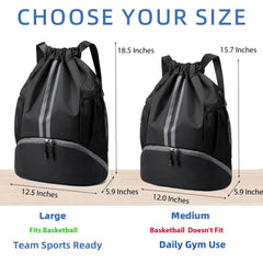 Drawstring Gym Backpack with Separate Shoe Compartment