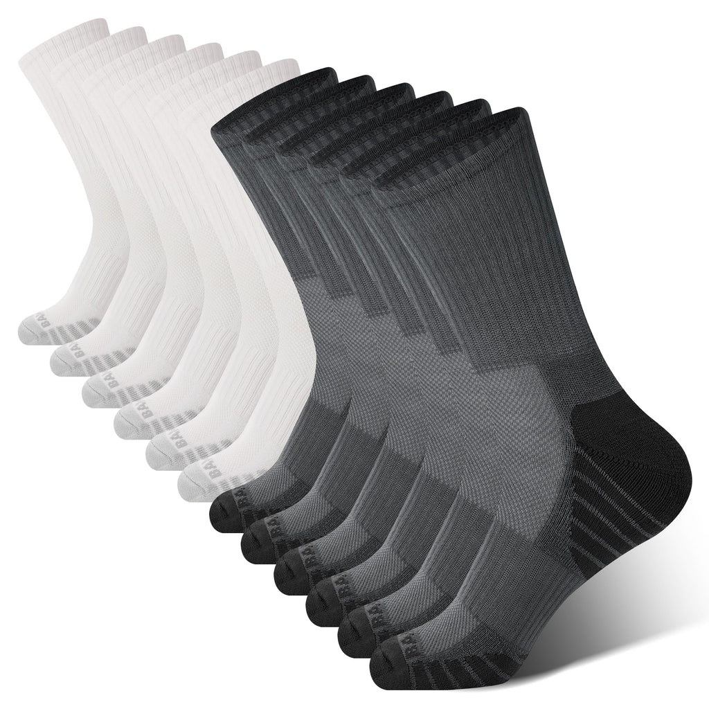 Men's Cushioned Moisture-Wicking Athletic Crew Socks 6-Pack